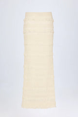 Ruffled Mid-Rise Maxi Skirt in Ivory
