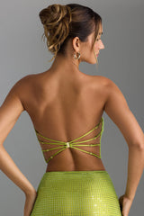 Embellished Strap-Back Bandeau Top in Pear Green