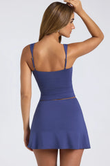 Mid-Rise A-Line Mini Skort in Navy