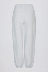 Brushed Cotton Jersey Mid-Rise Relaxed Joggers in Grey Marl