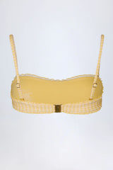 Ruffled Bandeau Bikini Top in Yellow Gingham