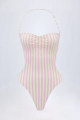 Cut-Out Halterneck Swimsuit in Mauve