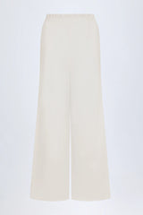 Wide-Leg Cotton-Poplin Trousers in White