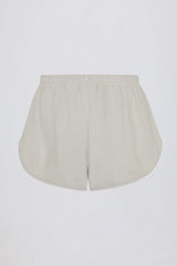 Button-Detail Mid-Rise Shorts in Light Grey