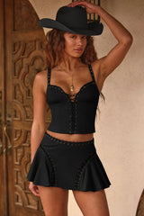 Lace-Up Top in Black