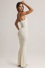 Modal Scoop-Neck Strappy Maxi Dress in Floral Print