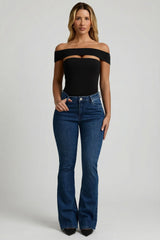 Modal Cut-Out Off-Shoulder Bodysuit in Black
