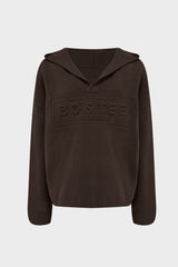 Ribbed Knit Oversized Hoodie in Pecan
