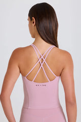 Four-Way Stretch Crossback Longline Tank Top in Mauve