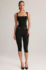 Modal Mid-Rise Capri Leggings in Black