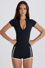 Soft Active Quarter-Zip Top in Black