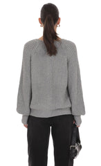 Braid Cable Knit Cardigan in Gray