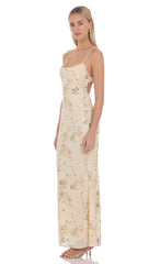 Lilia Embellished Maxi Dress in Cream