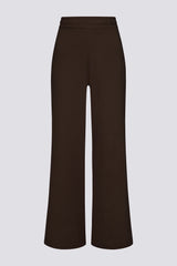 Ribbed Knit Wide-Leg Joggers in Pecan