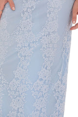 Corset Back Lace Maxi Dress in Light Blue