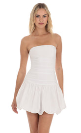 Strapless Bubble Dress in White