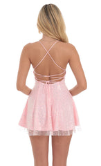 Sequin Beaded Mini Dress in Pink