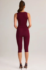Modal Mid-Rise Capri Leggings in Wine