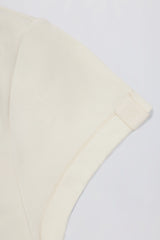 Cut-Out Longline T-Shirt in Cream