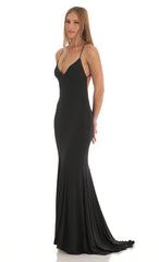 Open Back Maxi Dress in Black