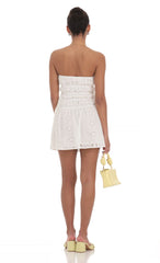 Strapless Eyelet Dress in White
