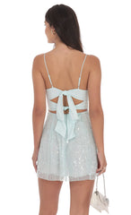 Sequin Glitter A-line Dress in Seafoam Blue
