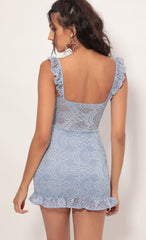 Lace Frill Dress in Pastel Blue
