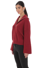 Knit Quarter-Zip Jumper in Maroon