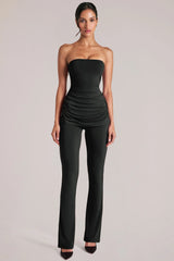 Mid-Rise Fitted Trousers in Black