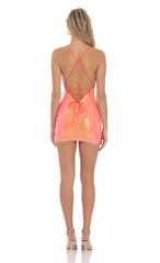 Sequin V-Neck Bodycon Dress in Orange