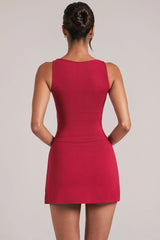 Square-Neck Top in Cherry Red