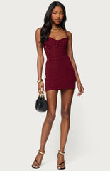 Edikted Faux Crystal Backless Mesh Mini Dress