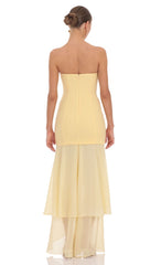 Strapless Layered Maxi Dress in Yellow