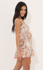 A-line Dress in Orange Swirl
