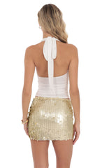 Circle Sequin Skirt in Gold
