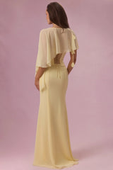 Premium Chiffon Cape in Butter Yellow