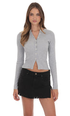 Ribbed Cardigan in Grey