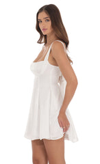 Fit and Flare satin Dress in White