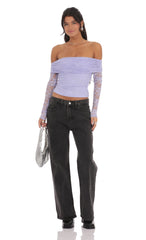 Lace Off Shoulder Top in Lavender