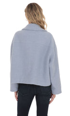 Sherpa Zip-Up Jacket in Light Blue