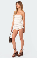 Edikted Robin Ruffle Knit Romper