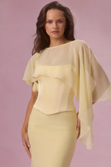 Premium Chiffon Cape in Butter Yellow