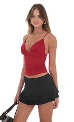 Pleated Ruffle Skort in Black