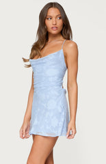 Edikted Velvet Embroidered Backless Mini Dress
