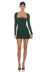Mesh Long Sleeve Bodycon in Green