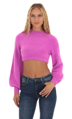 Knit Mock Neck Jumper in Magenta