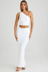 Modal Twist-Front Maxi Skirt in White