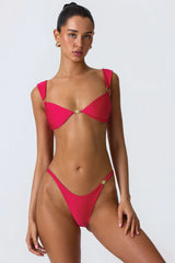 Embellished Cheeky Bikini Bottoms in Raspberry Pink