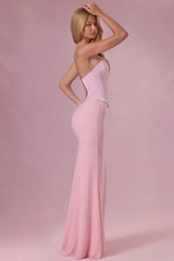 Premium Satin Corset Bridesmaid Dress in Blush Pink