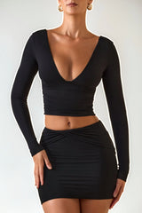 Modal Twist-Front Mid-Rise Mini Skirt in Black